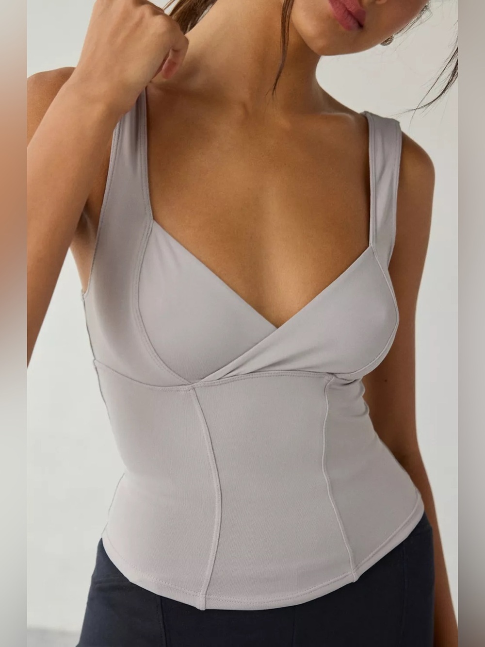 URBAN OUTFITTERS UO Out From Under FuseForm Seamed Plunge Tank Top Grey S NEW